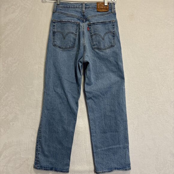 Levi's Premium Jeans Women's 28 Ribcage Straight Ankle High Rise Button Fly Blue - Picture 7 of 16